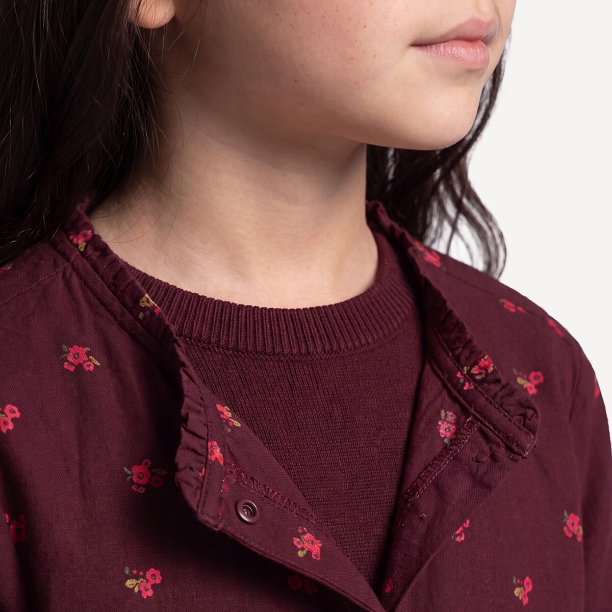 Schort met bloemenprint bedrukt bordeaux, LA REDOUTE COLLECTIONS