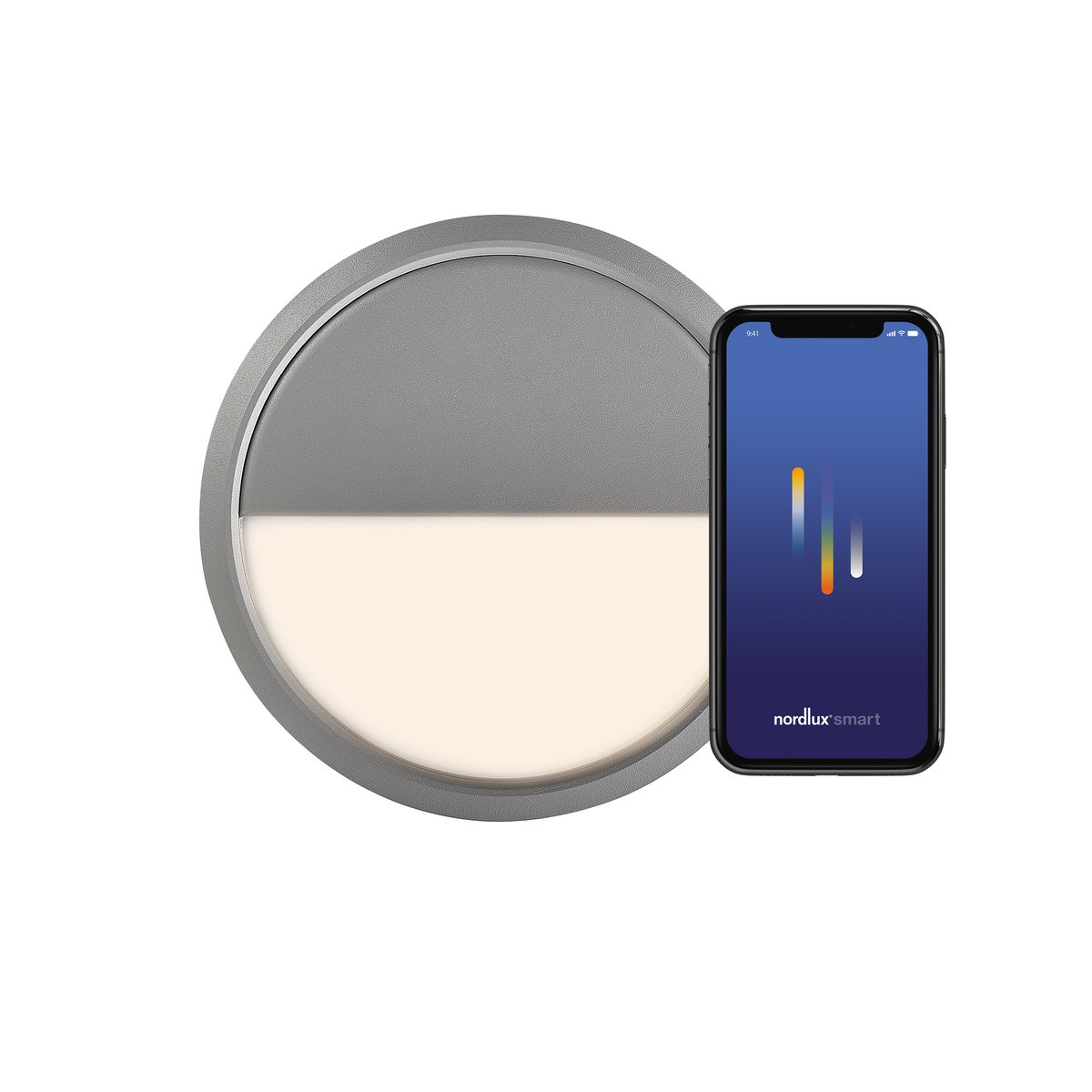 Plafonnier Rond, multifonctionnelle et minimaliste pour l'exterieur en aluminium, Ava Smart gris, NORDLUX