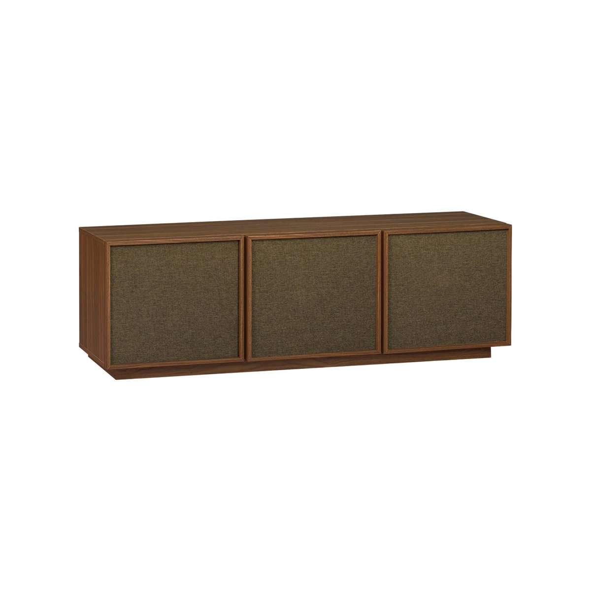 Meuble TV décor bois et tissu 3 portes 140cm KUBA noyer, SWEEEK