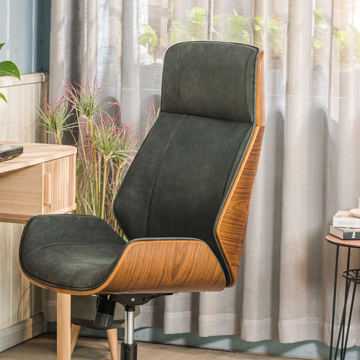 Chaise de bureau en bois, VICTORIA noir, NORDLYS