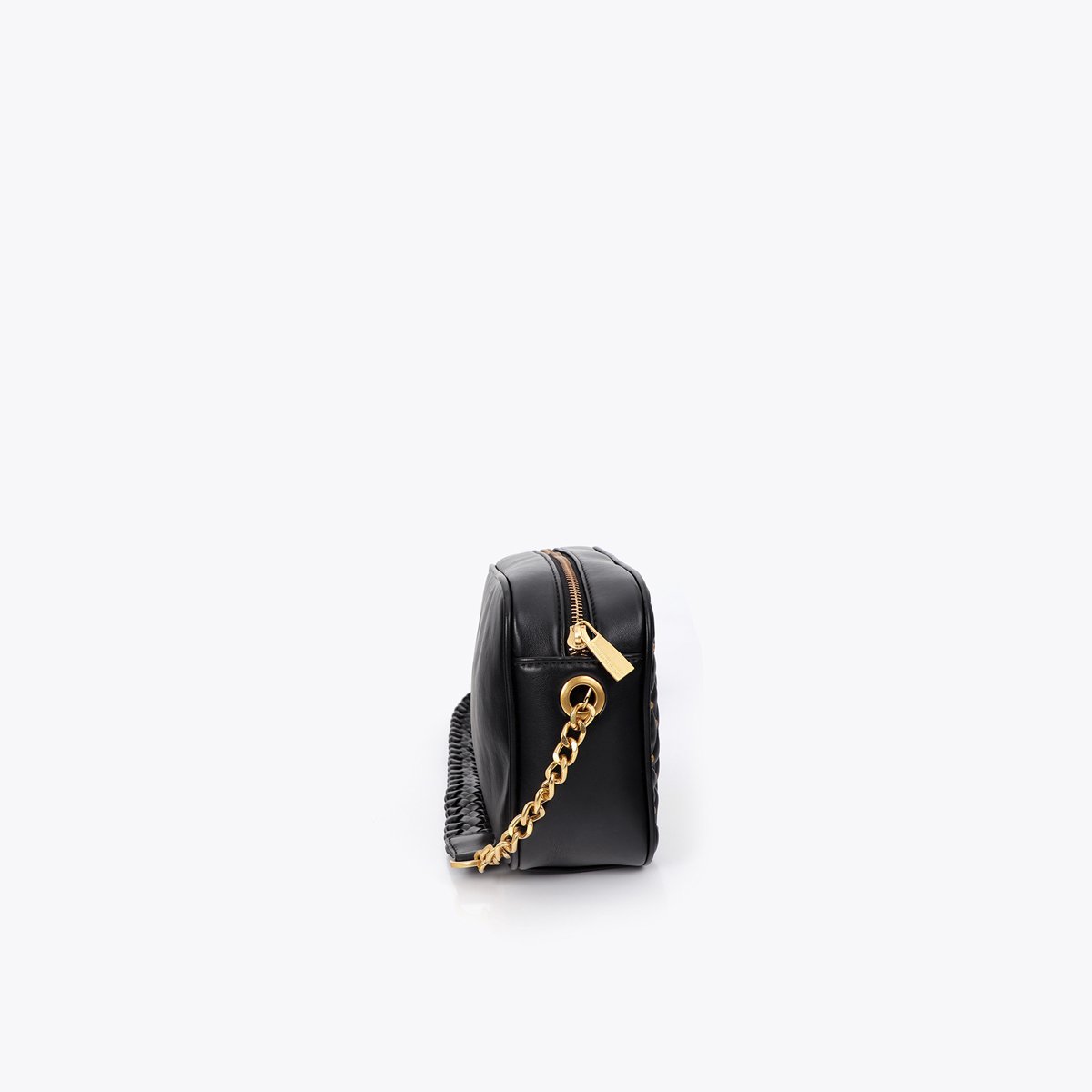 Sac bandoulière matelassé à clous et logo métallique noir, LOLA CASADEMUNT