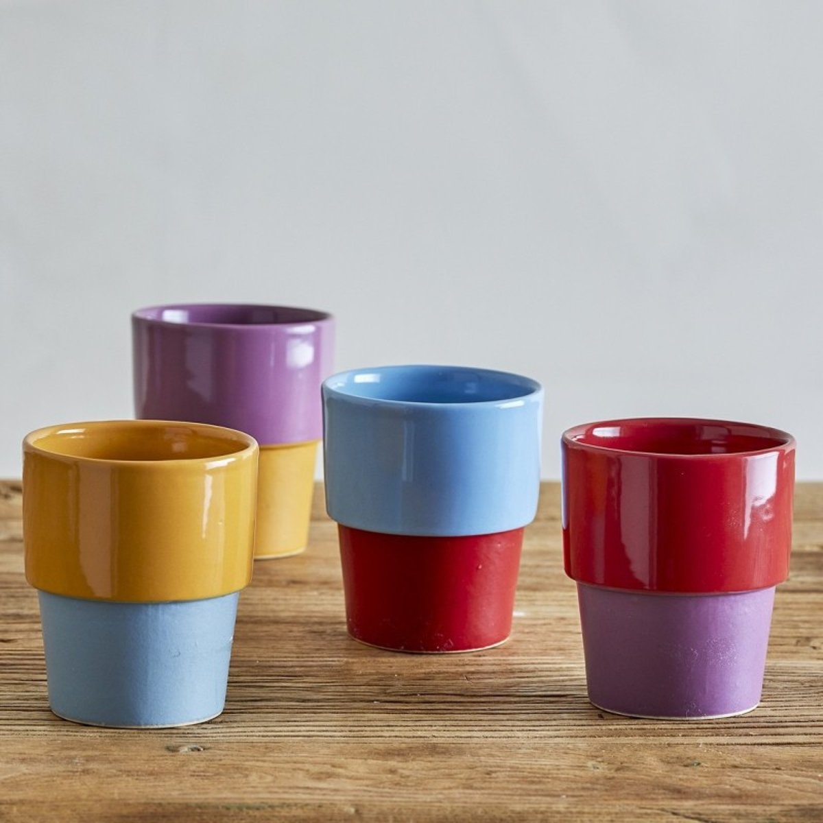 Tasses grès EWAN set de 4 multicolore, BLOOMINGVILLE