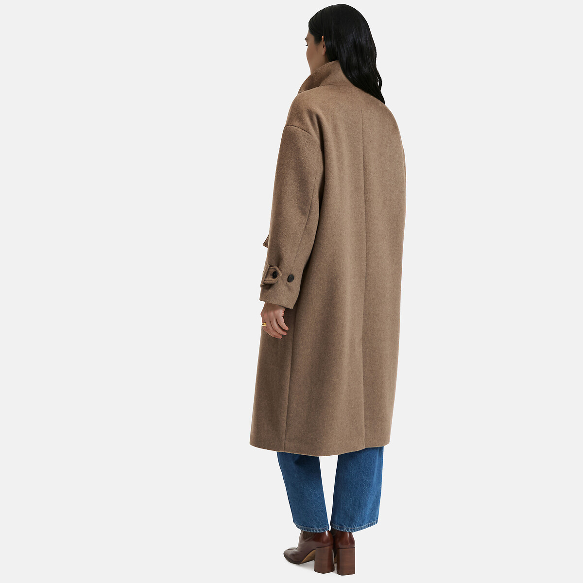 Manteau à col montant, en laine, double boutonnage marron taupe, LA REDOUTE COLLECTIONS