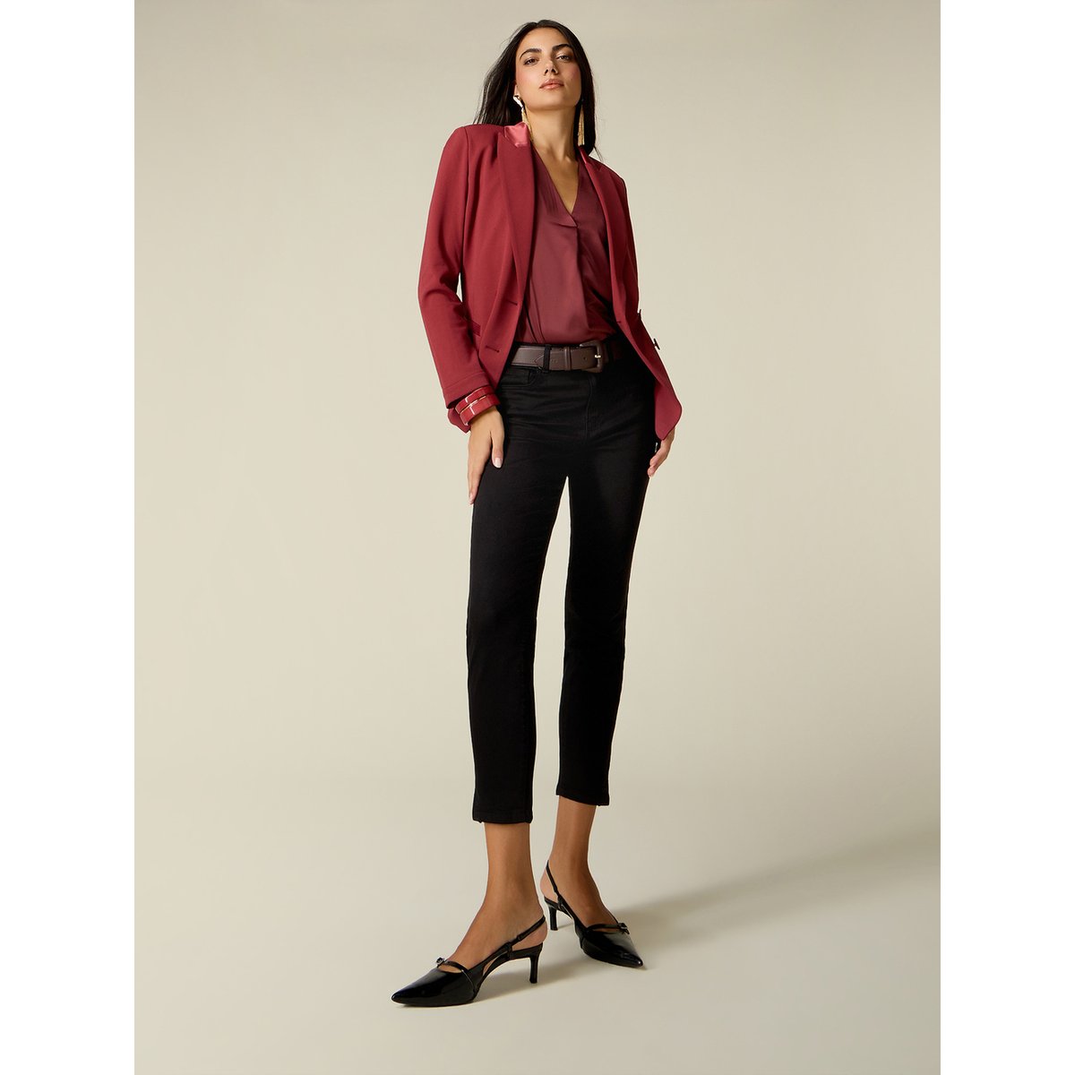 Pantalon skinny avec chaîne métallique noir, OLTRE