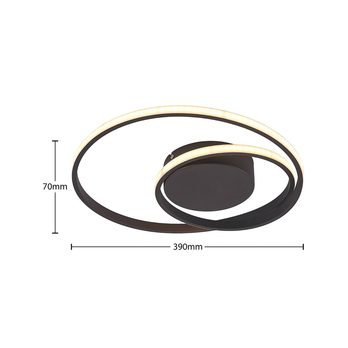 Plafonnier en aluminium moderneLED, Emisua noir mat, LINDBY