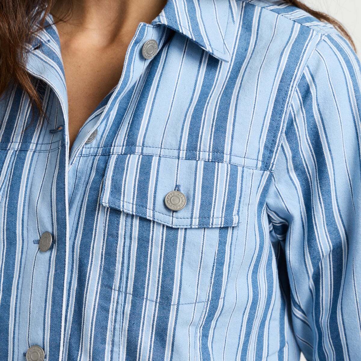 Veste En Sergé À Rayures bleu mer tempête, PEPE JEANS