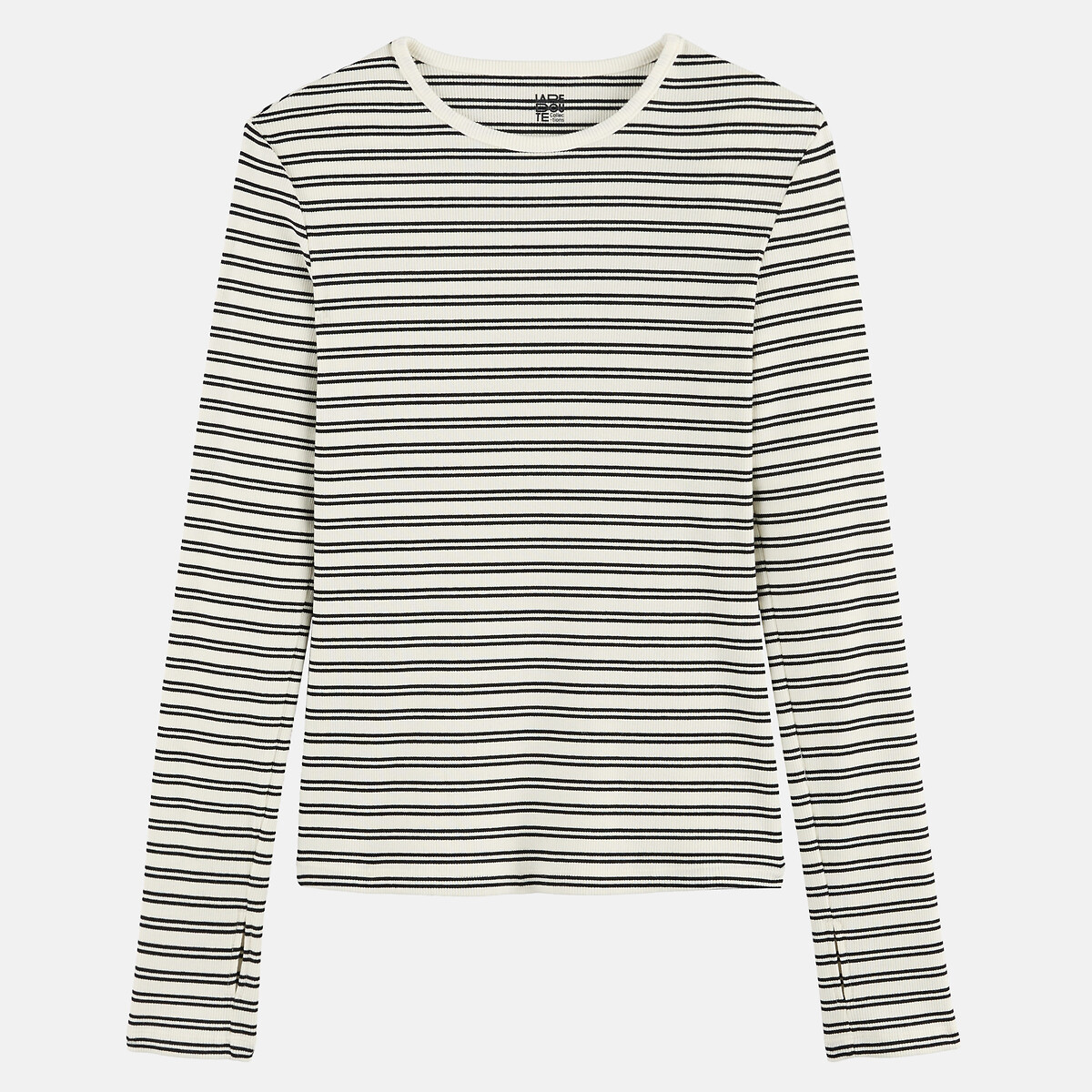 Camiseta de rayas de canalé con abertura estilo mitones rayas negro, LA REDOUTE COLLECTIONS