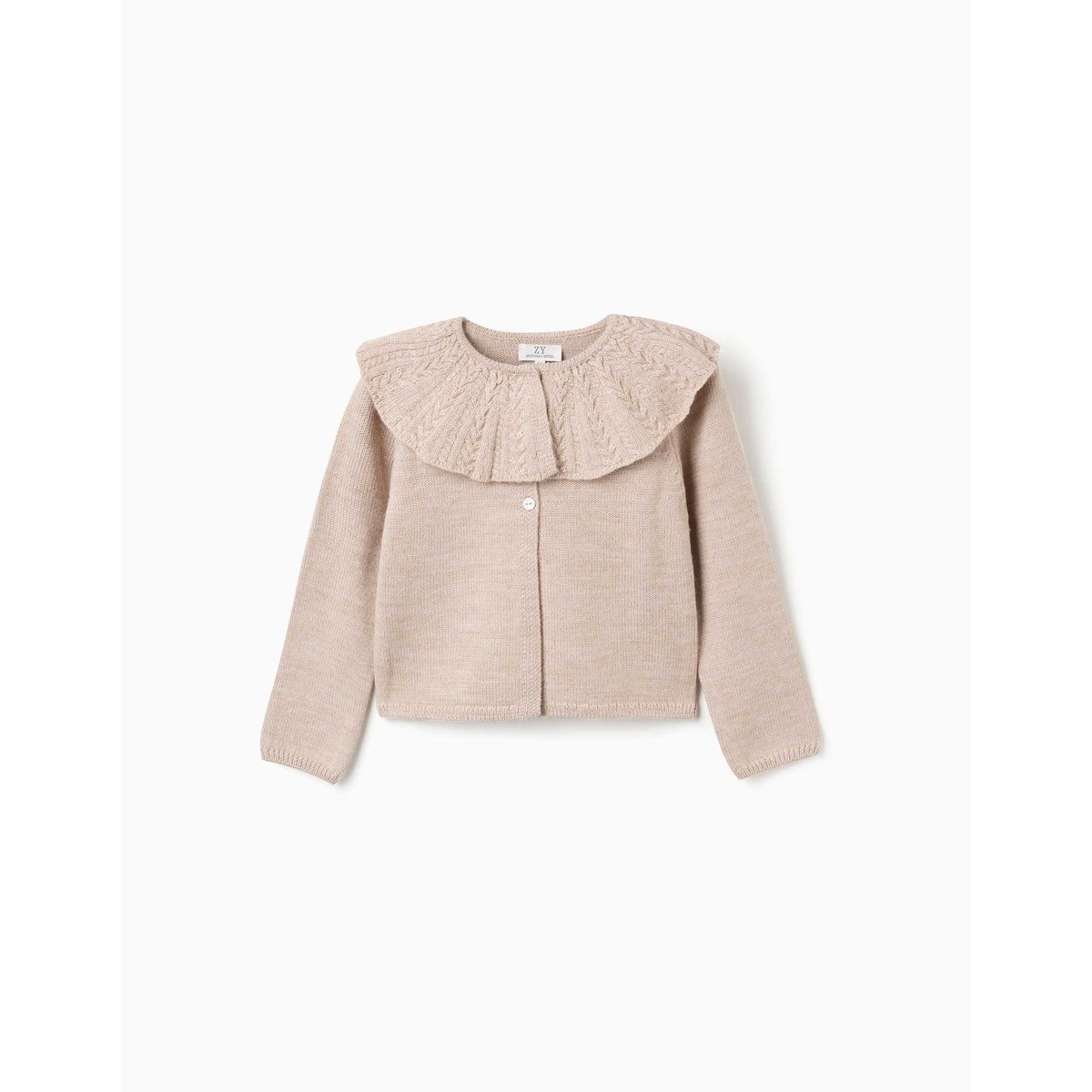 Cardigan en mélange de laine avec maxi col You&Me beige clair, ZIPPY
