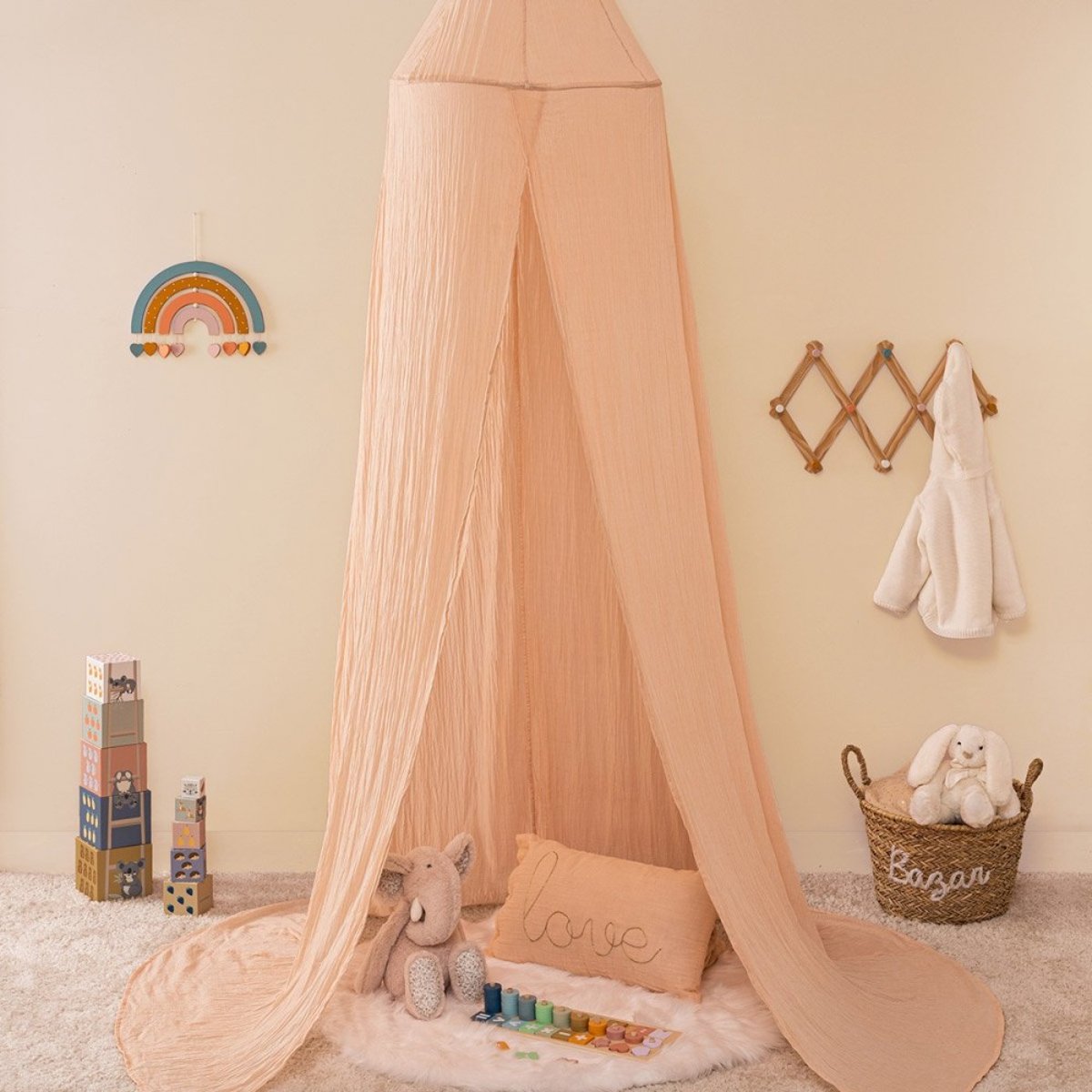 Ciel De Lit Double Gaze De Coton Rose rose, ATMOSPHERA