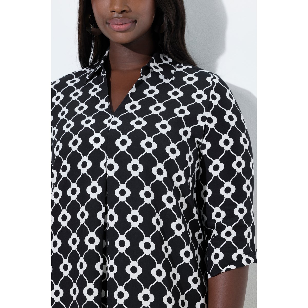 Robe midi en Lyocell imprimé à fleurs noir, ULLA POPKEN