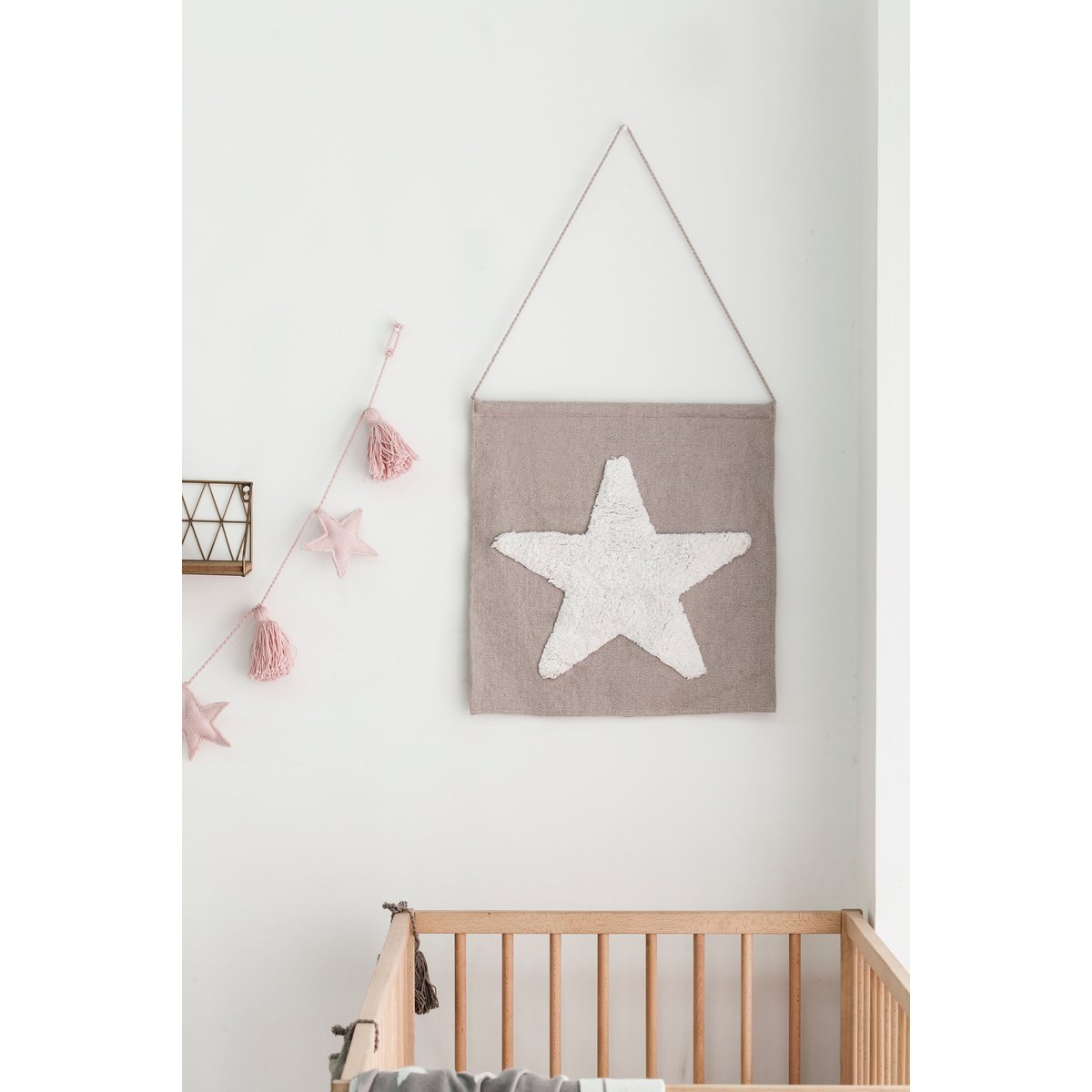 Déco murale enfant en coton, BIG STAR gris, blanc, HAPPY DECOR KIDS