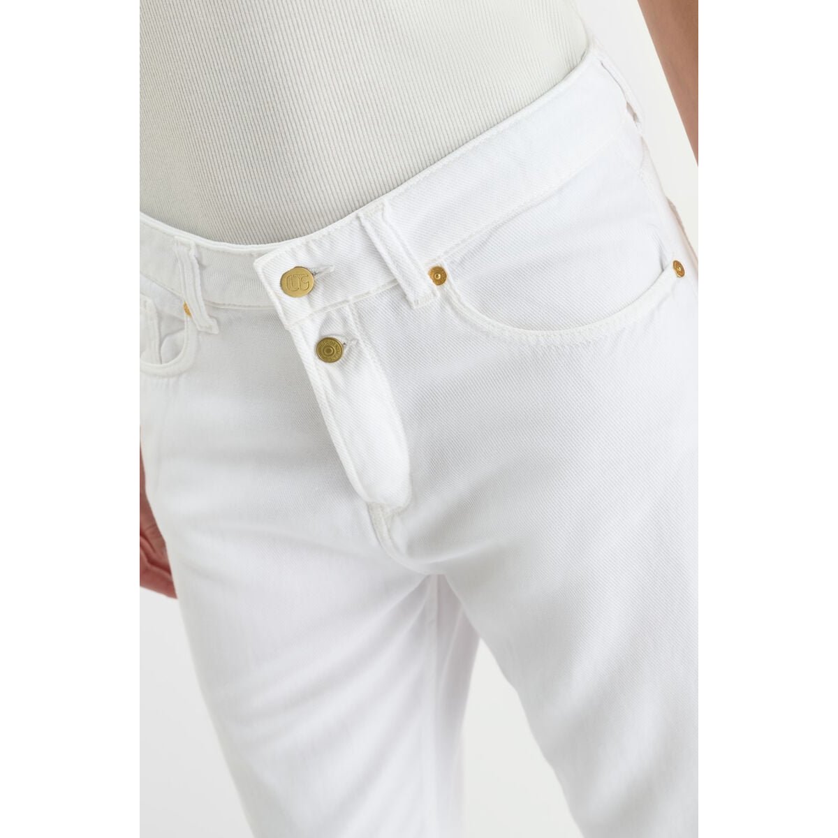 Jeans loose, large 400/60 girlfriend , 7/8ème white, LE TEMPS DES CERISES