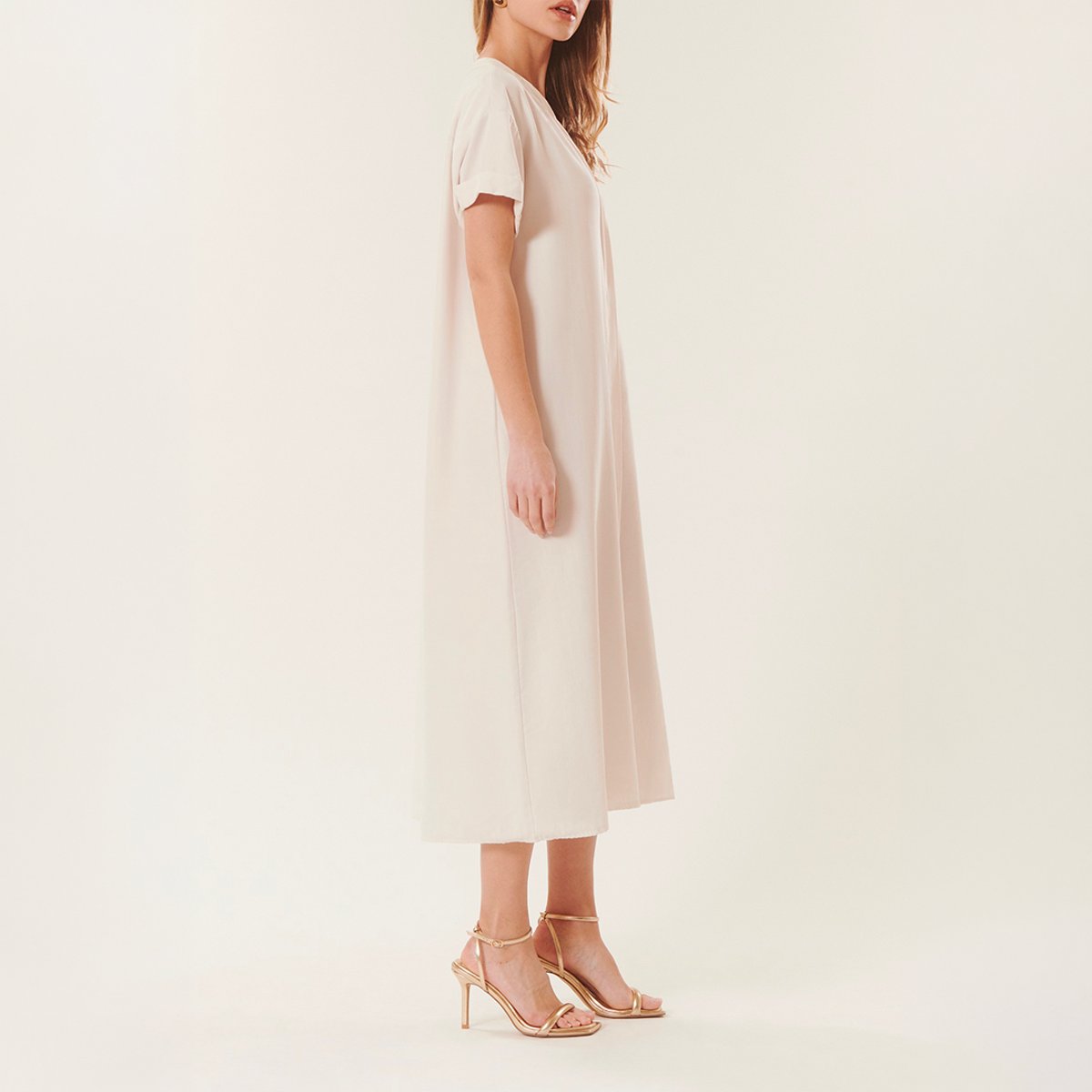Robe midi fluide TERRY blanc ecru, BENOA
