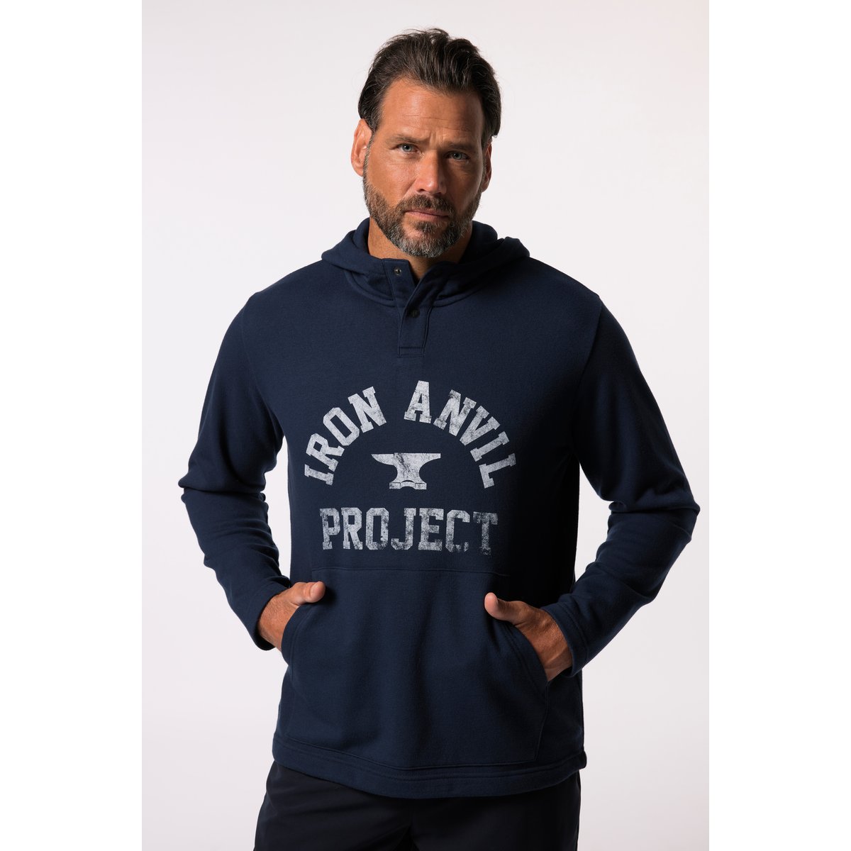 Sweat à capuche Iron Anvil, en molleton bleu foncé, JP1880