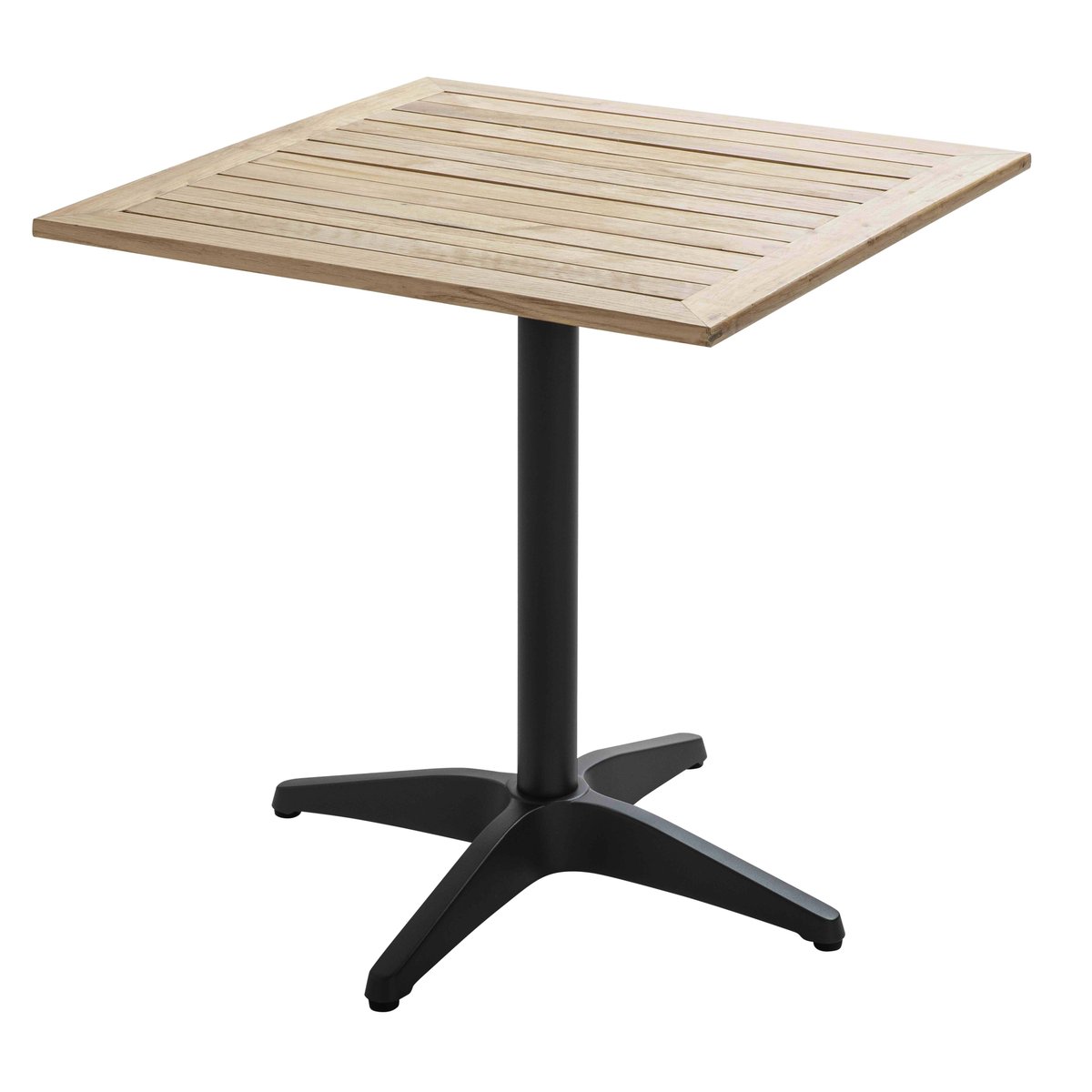 Table de terrasse carré plateau bois et 4 chaises en résine et aluminium marron, OVIALA