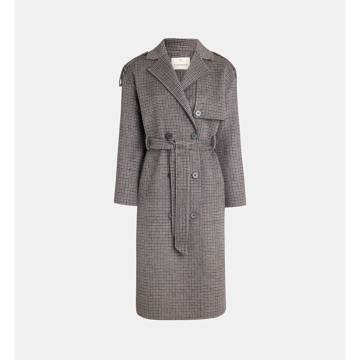 Manteau droit long levanio kro double face bleu et multicolore, JODHPUR