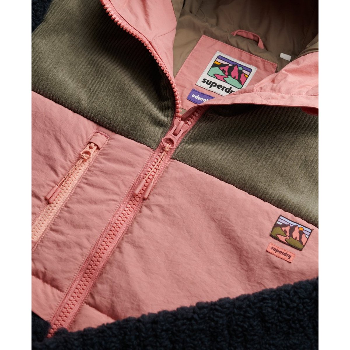 Veste Sherpa à Capuche en Polaire bleu marine éclipse, SUPERDRY