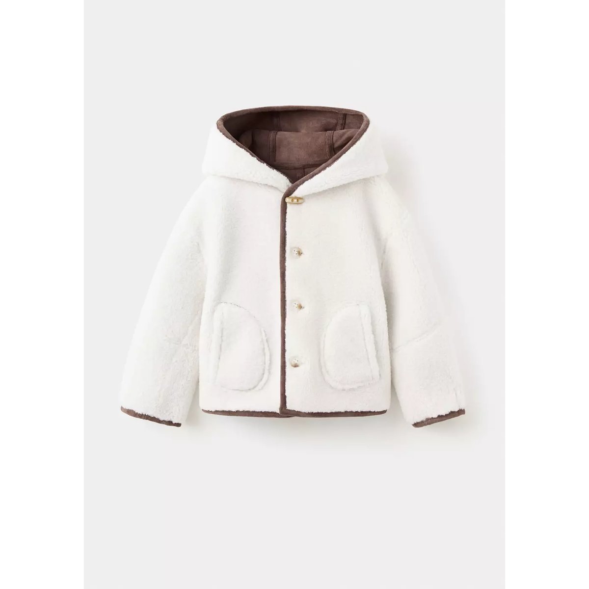 Manteau réversible effet mouton chocolat, MANGO BABY
