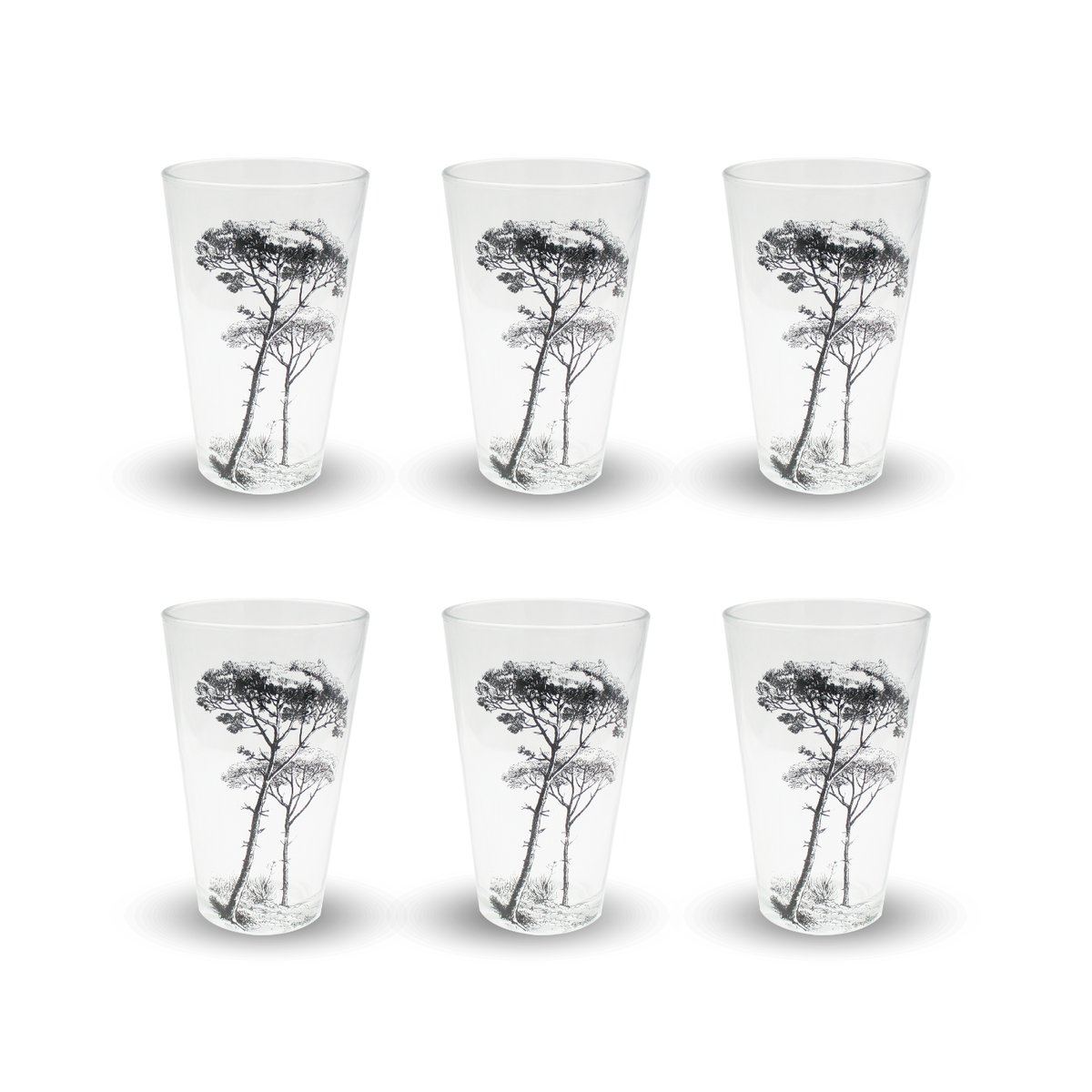 Lot de 6 verres, VILLA LES PINS noir, ARTIME