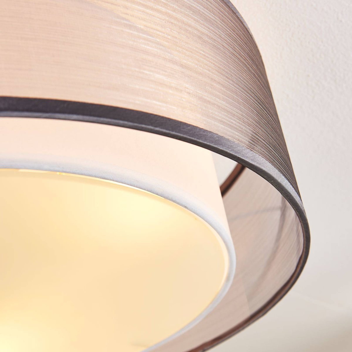 Plafonnier en textile moderne, Tobia gris, blanc, chrome, LINDBY