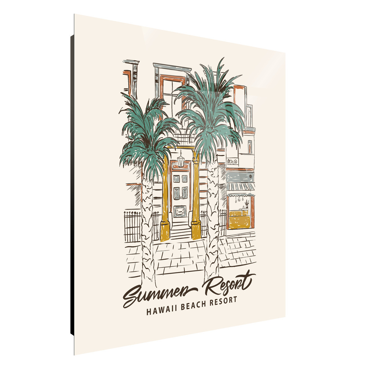 Tableau Sur Verre Synthétique Resort Vintage ILLUSTRATION tableau en verre synthétique, CEANOTHE