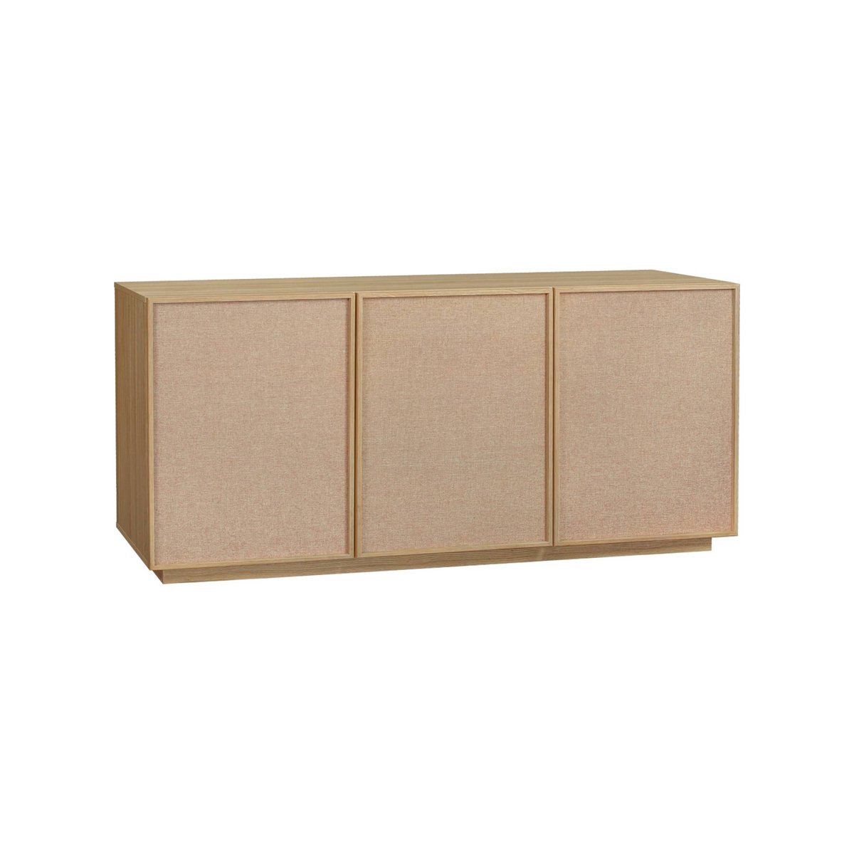 Buffet décor bois et tissu 3 portes 160cm KUBA naturel, SWEEEK
