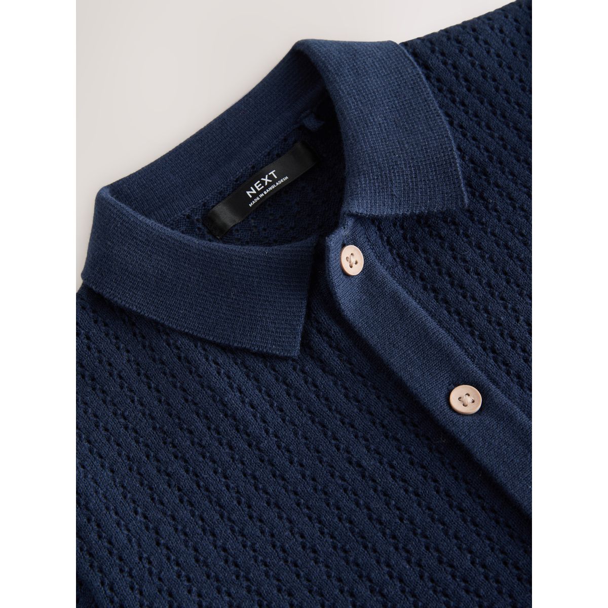Polo boutonné en maille bleu marine, NEXT