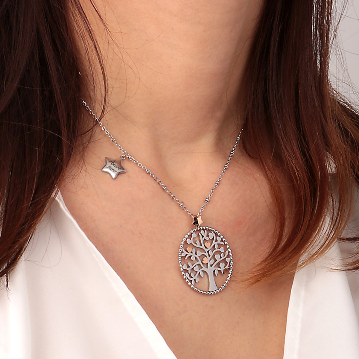 Collier en acier TALISMANI argent, or rose, MORELLATO