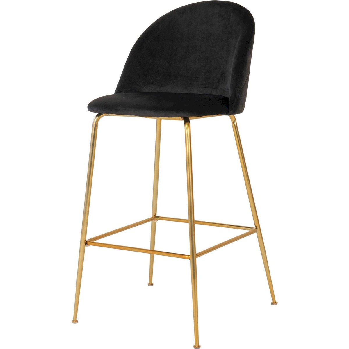 Tabouret de bar velours collection RALLSY noir velours et doré, RECOLLECTION