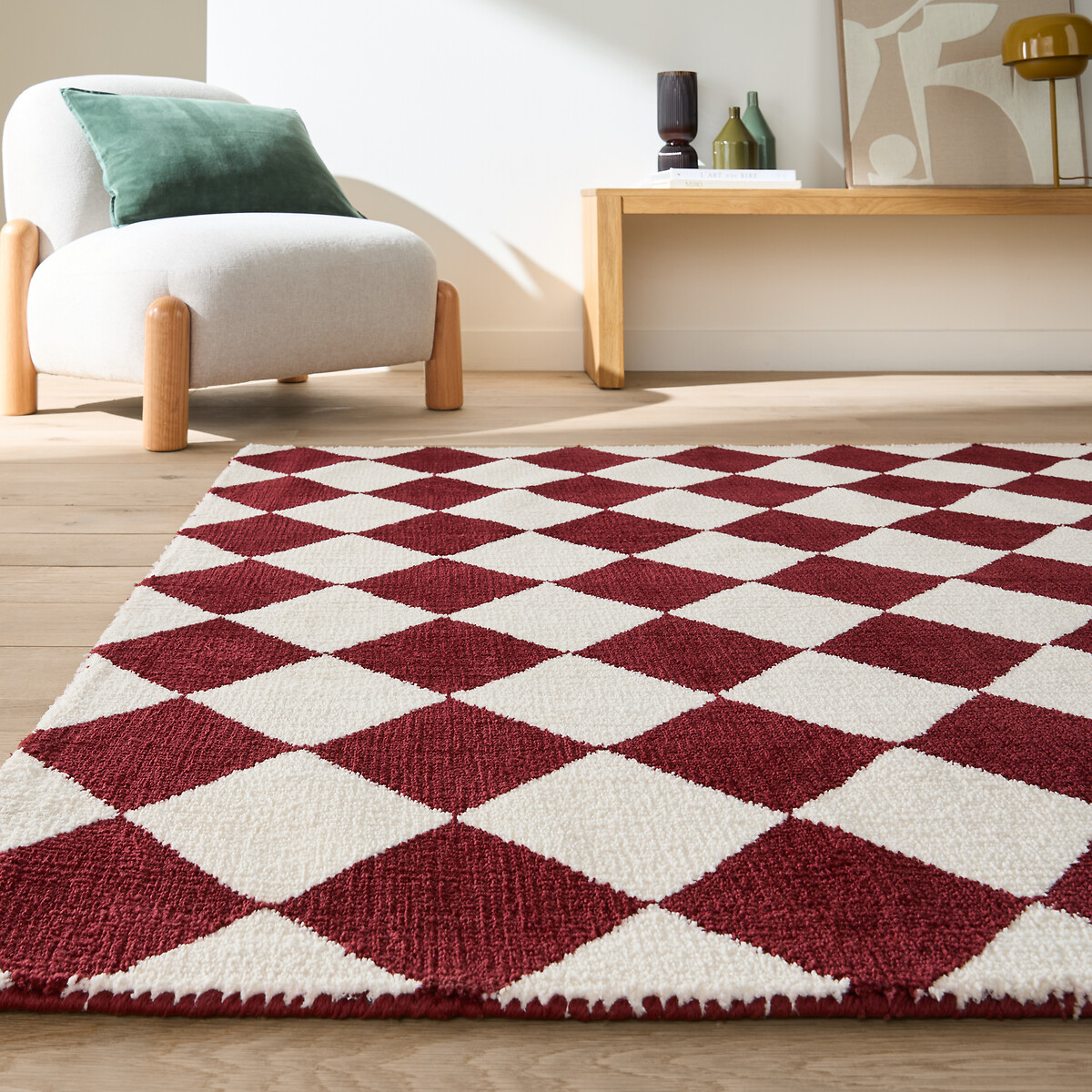 Tapis, motif losanges, BLOVA bordeaux, LA REDOUTE INTERIEURS