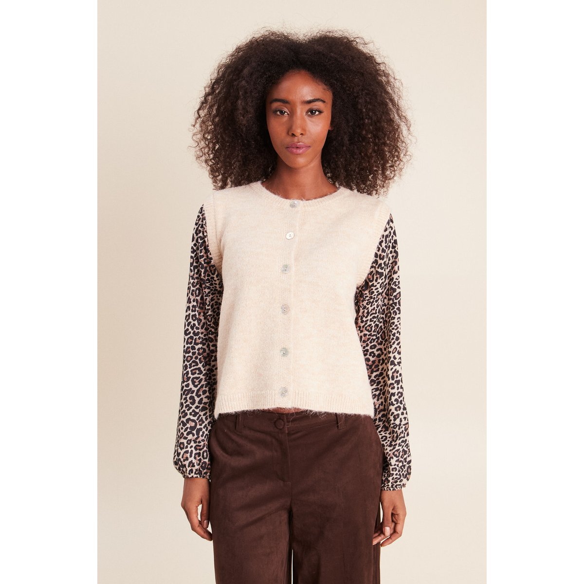 Pull col rond beige, BREAL
