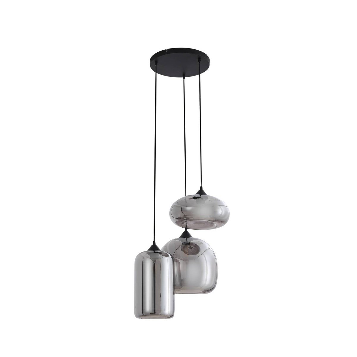 Suspension en verre moderne, Marla noir, gris fumé, LINDBY