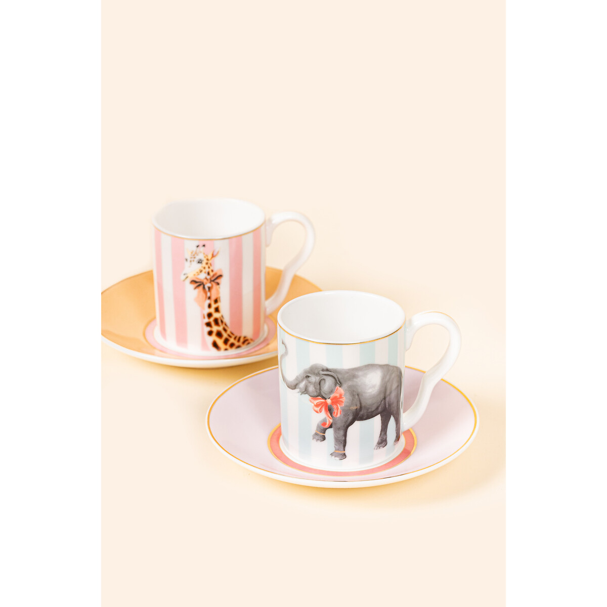 2-Piece Fine China Animal Espresso Cups & Saucers multi-coloured, YVONNE ELLEN