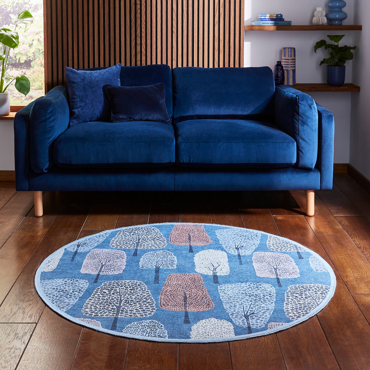 Cedar Washable Circular Rug midnight blue, SCION