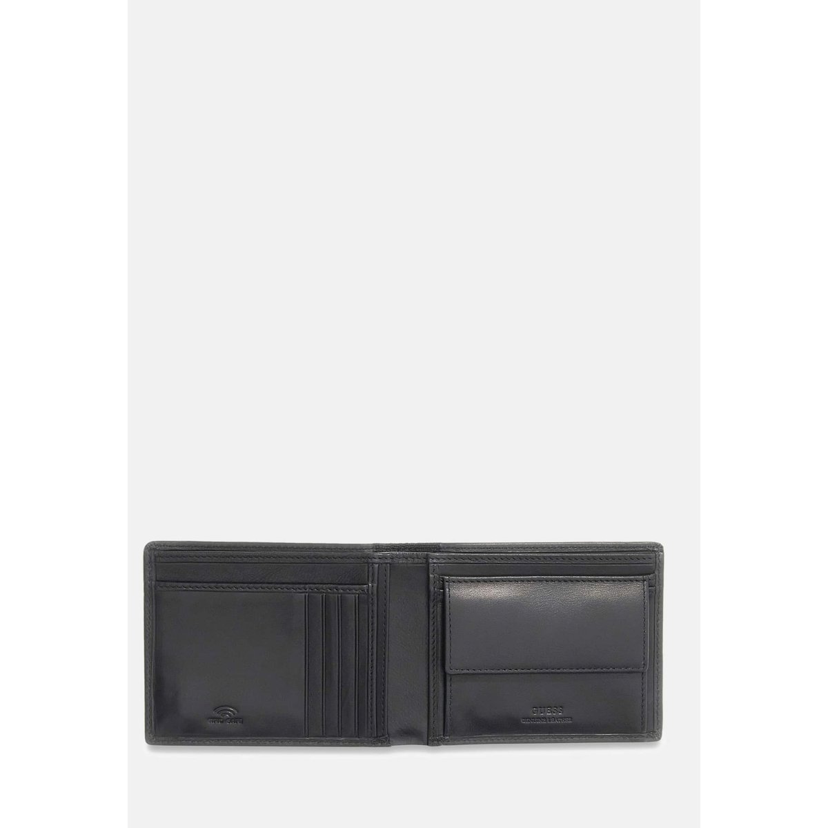 Portefeuille Logo En Cuir Véritable Berna noir, GUESS