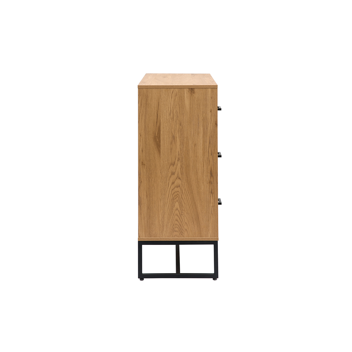 Commode 3 tiroirs finition bois clair chêne et métal noir L100 cm LOVATO chêne clair, MILIBOO