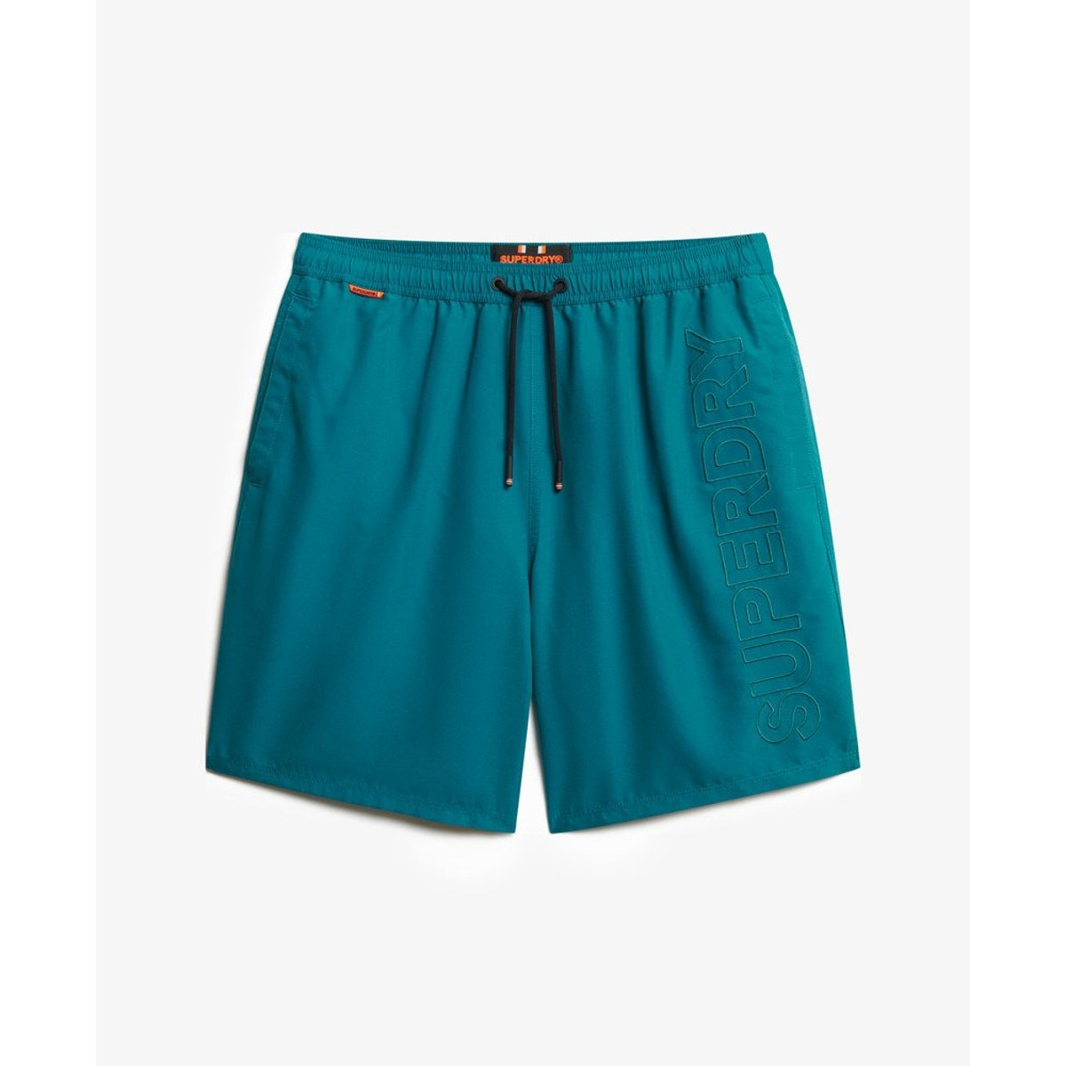 Short de bain haut de gamme brodé longueur 43 cm vert forêt, SUPERDRY