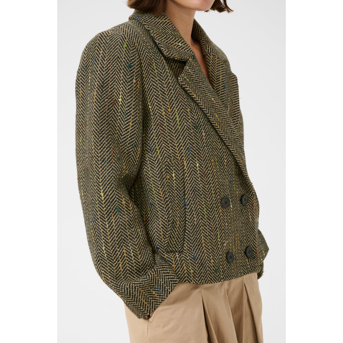 Manteau beige noir dune/blakc mix, CULTURE