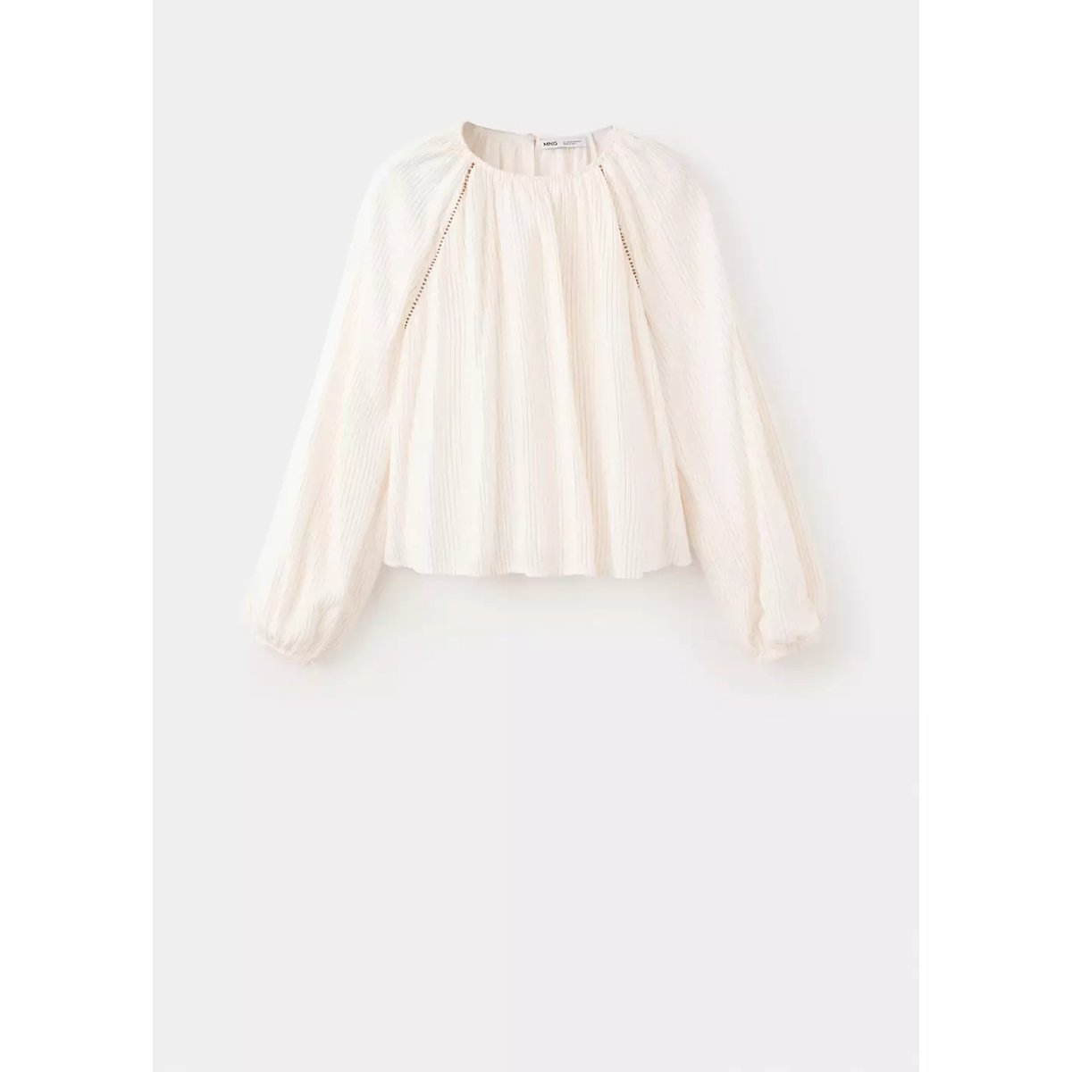 Blouse à rayures métallisées et ornements blanc cassé, MANGO TEEN