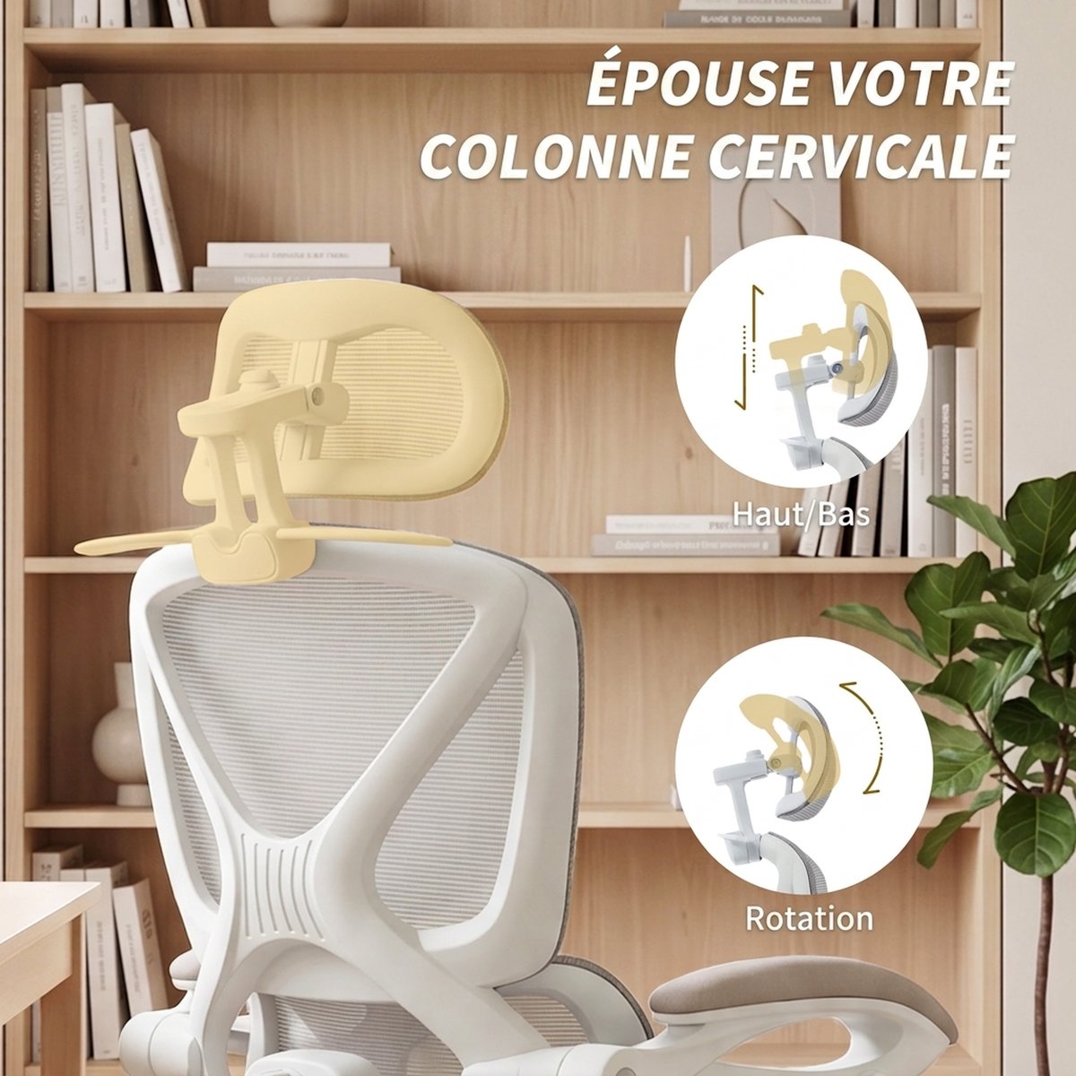 Chaise de bureau Maille (100 % polyester) gris clair, HOMCOM