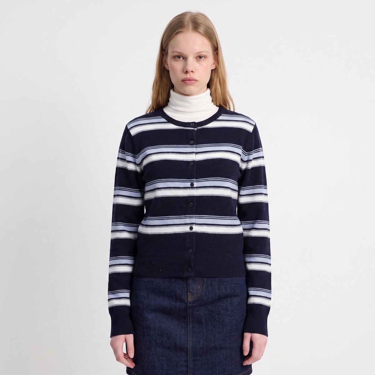 Cardigan marinière boutonné femme ANERINE navy, ARTLOVE