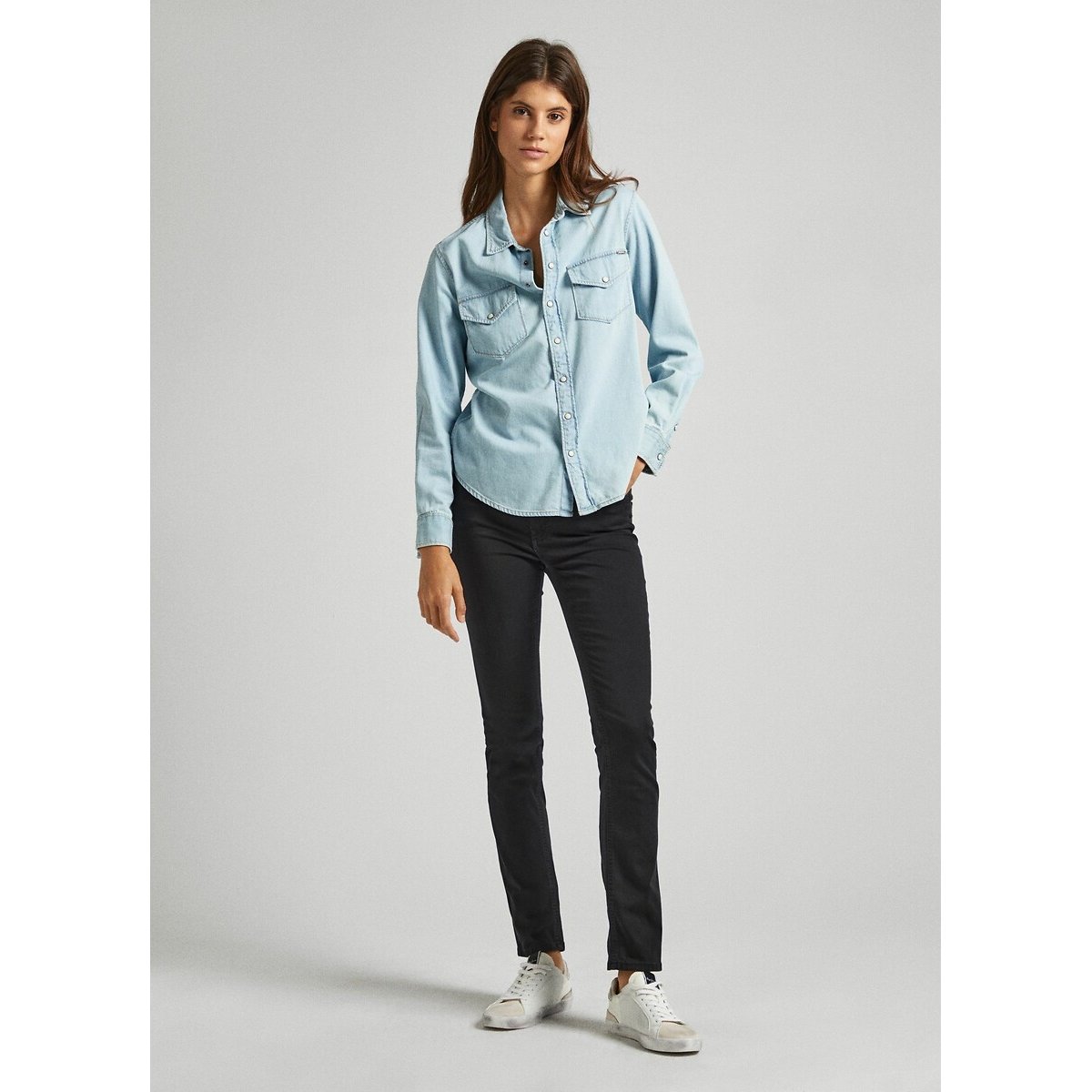 Tessa Cotton Trousers in Slim Fit black, PEPE JEANS