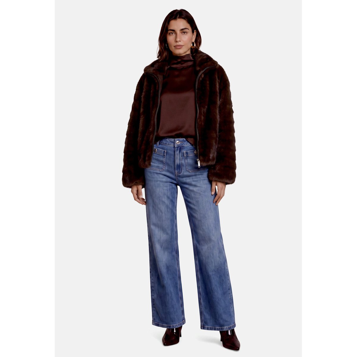 Basic-Jeans basique à poches plaquées middle blue denim, ZERO