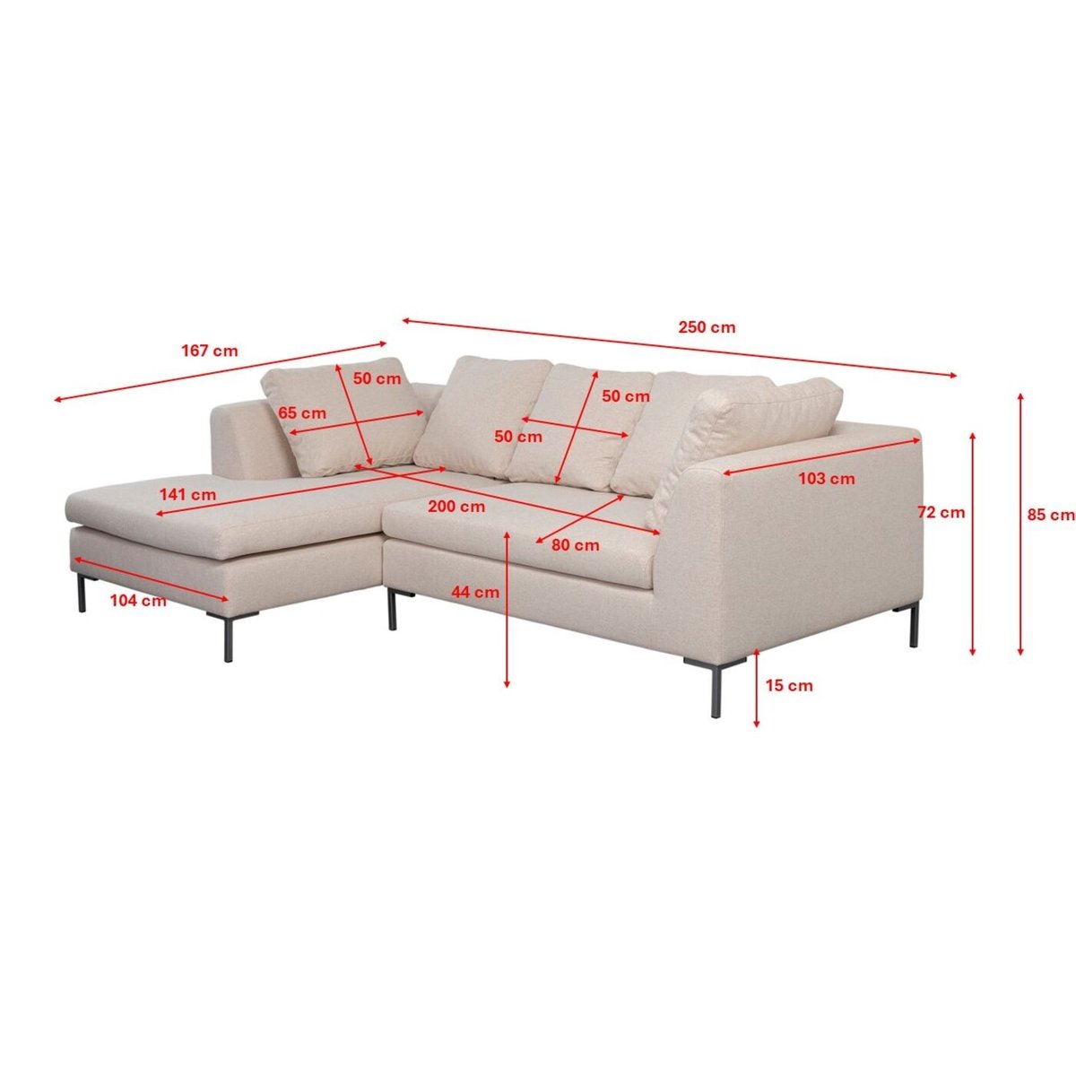 Canapé d'angle 250cm, GIANNI crème, KARE DESIGN