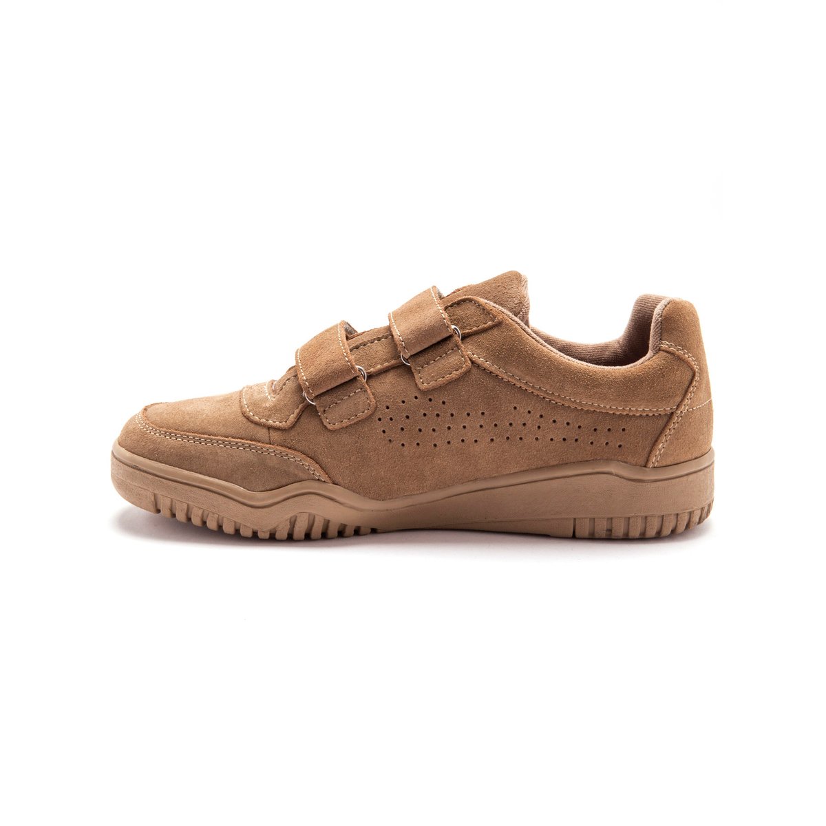 Chaussures cuir à scratch extra-larges camel, PEDICONFORT