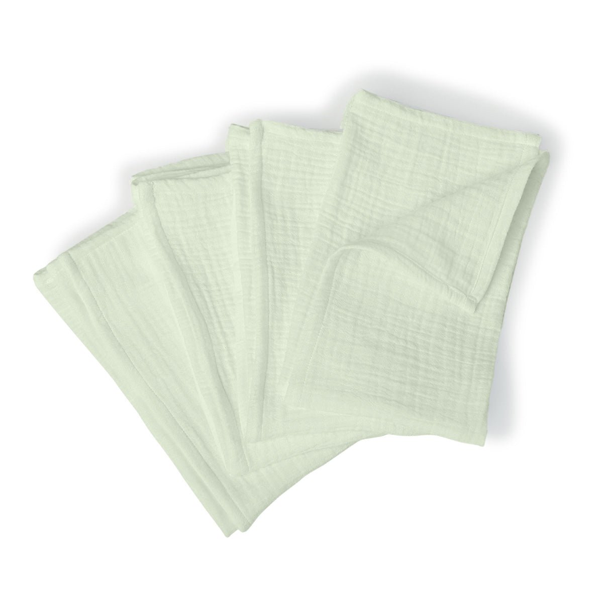 Nappe + 4 serviettes gaze de coton ALMA Made in Europe vert amande, FEBRONIE