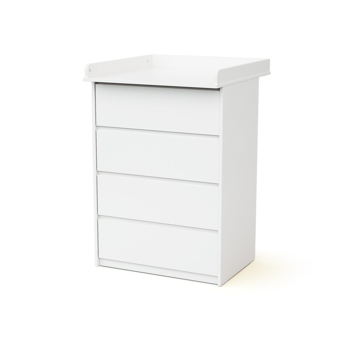 Commode bébé 4 tiroirs en bois avec plan à langer en bois 70 cm UNO blanc, WEBABY