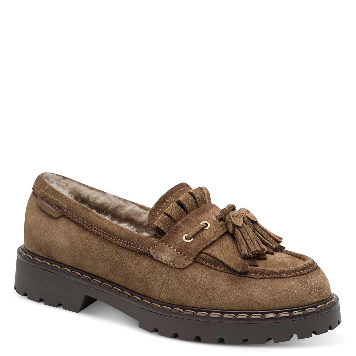 Slipper en cuir marron camel, TAMARIS