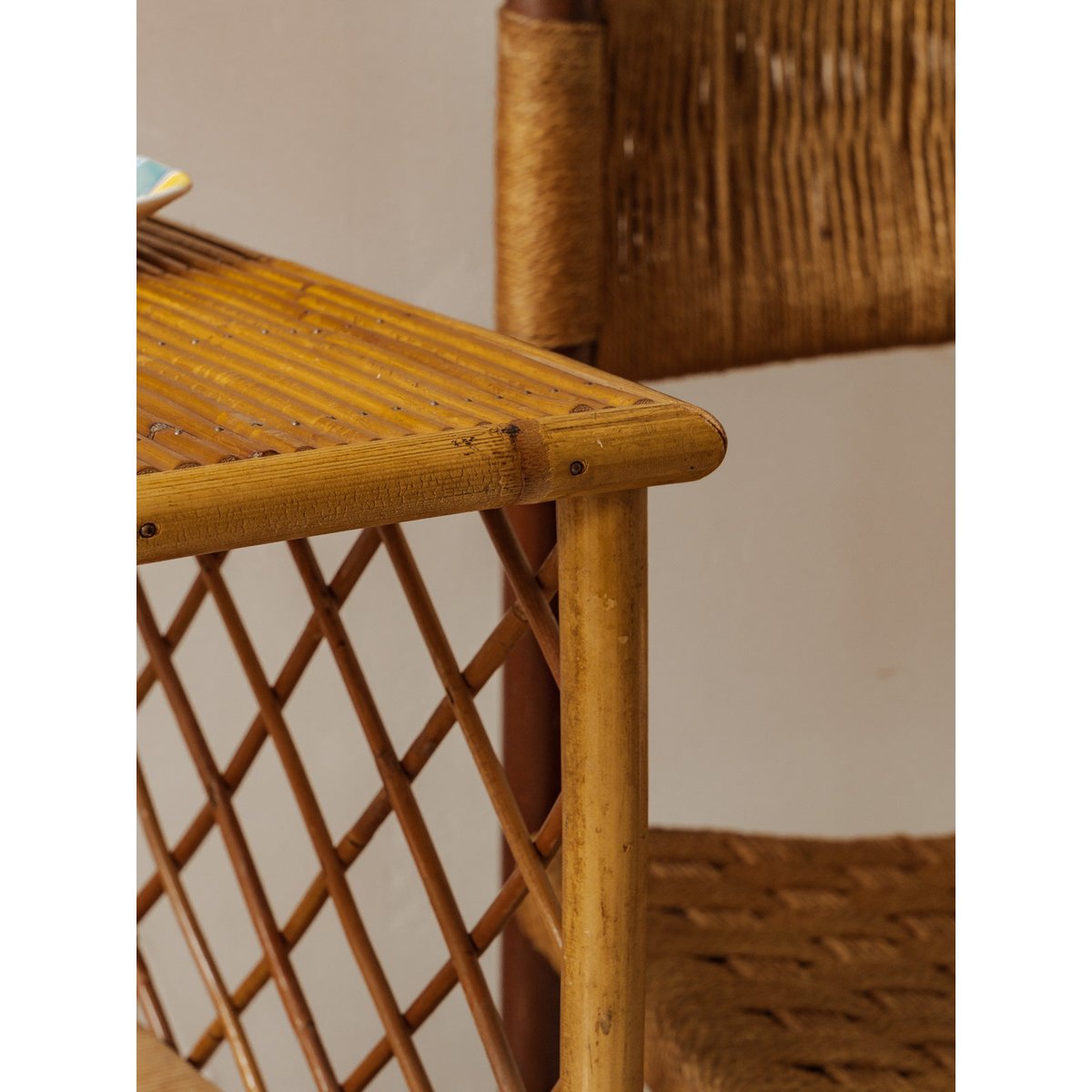 Étagère en rotin et bambou Gaëlle N°1430 - Bon état bois clair, DEBONGOUT