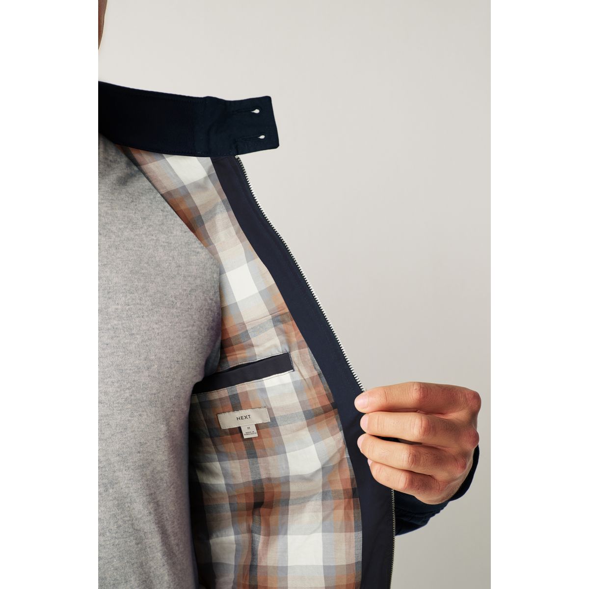 Blouson harrington déperlant doublure bleu marine, NEXT